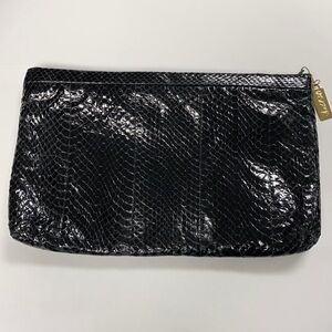 Vintage Marshall Fields Black Snakeskin Zip Clutch
